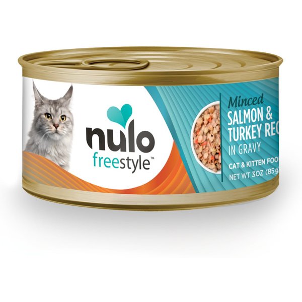 NULO Freestyle Minced Salmon & Turkey in Gravy Grain-Free Canned Cat ...