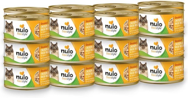 Nulo Freestyle Shredded Chicken & Duck in Gravy Grain-Free Canned Cat Food, 3-oz, case of 24 slide 1 of 2