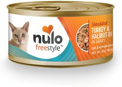 Nulo Freestyle Shredded Turkey & Halibut in Gravy Grain-Free Canned Cat Food, 3-oz, case of 24