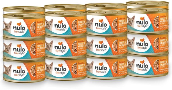 Nulo Freestyle Shredded Turkey & Halibut in Gravy Grain-Free Canned Cat Food, 3-oz, case of 24 slide 1 of 2