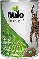 Nulo Freestyle Duck & Tuna Recipe Grain-Free Canned Cat & Kitten Food, 12.5-oz, case of 12