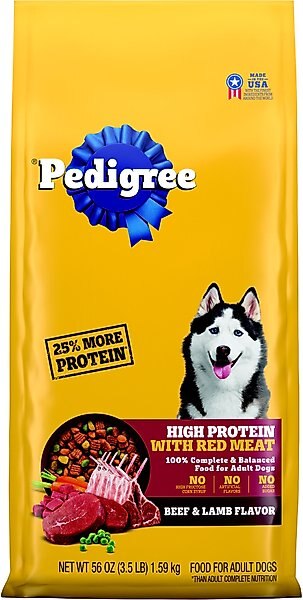 Pedigree High Protein Beef & Lamb Flavor Dog Kibble Adult Dry Dog Food, 3.5-lb bag slide 1 of 9
