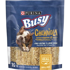 Busy Bone Chewnola Long-Lasting Triple Layered Small/Medium Dog Treats, 10 count