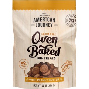 American Journey Peanut Butter Recipe Grain-Free Oven Baked Crunchy Biscuit Dog Treats, 16-oz bag