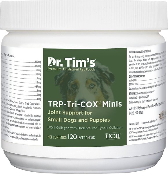 Dr. Tim's TRP-Tri-COX Minis Small Breed & Puppy Joint Support Dog Supplement, 120 count slide 1 of 3