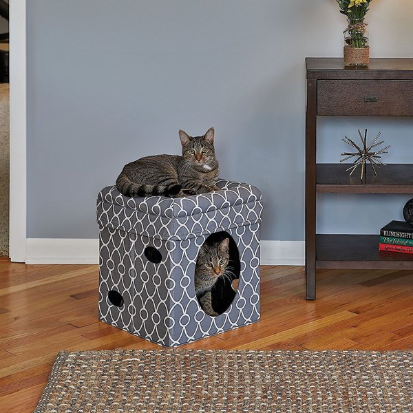 MidWest Curious Cube Cat Condo, Geometric Gray slide 1 of 9