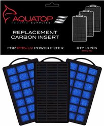 Aquatop Hang-On Back Aquarium Power Filter Replacement Carbon Cartridge, 3 count, PF15-UV