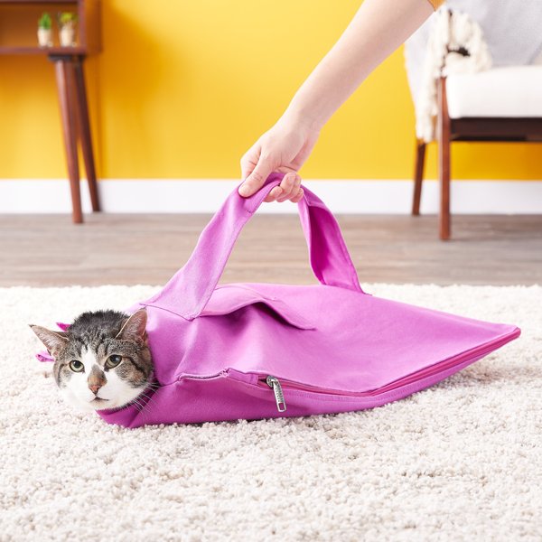 Cat-in-the-bag E-Z-Zip Cat Carrier Bag, Lavender, Small slide 1 of 11