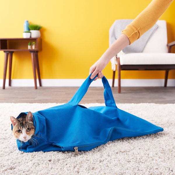 Cat-in-the-Bag Cozy Comfort Carrier Large Cobalt Blue Cat Bag Pet Carrier for Grooming, Vet Visits, Medication Administration, D