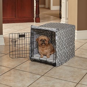 MidWest Quiet Time Crate Cover, Gray Geometric, 24-in