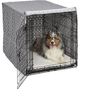 MidWest Quiet Time Crate Cover, Gray Geometric, 42-in