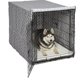 MidWest Quiet Time Crate Cover, Gray Geometric, 48-in