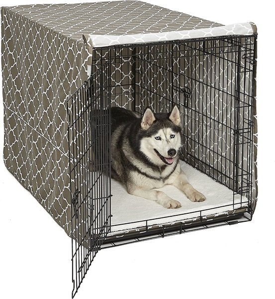 MidWest Quiet Time Crate Cover, Brown Geometric, 48-in slide 1 of 7