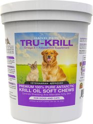 Hanzi Pets Tru-Krill Antarctic Krill Oil Omega-3 & Astaxanthin Dog & Cat Soft Chews, 60 count