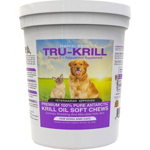 Hanzi Pets Tru-Krill Antarctic Krill Oil Omega-3 & Astaxanthin Dog & Cat Soft Chews, 60 count
