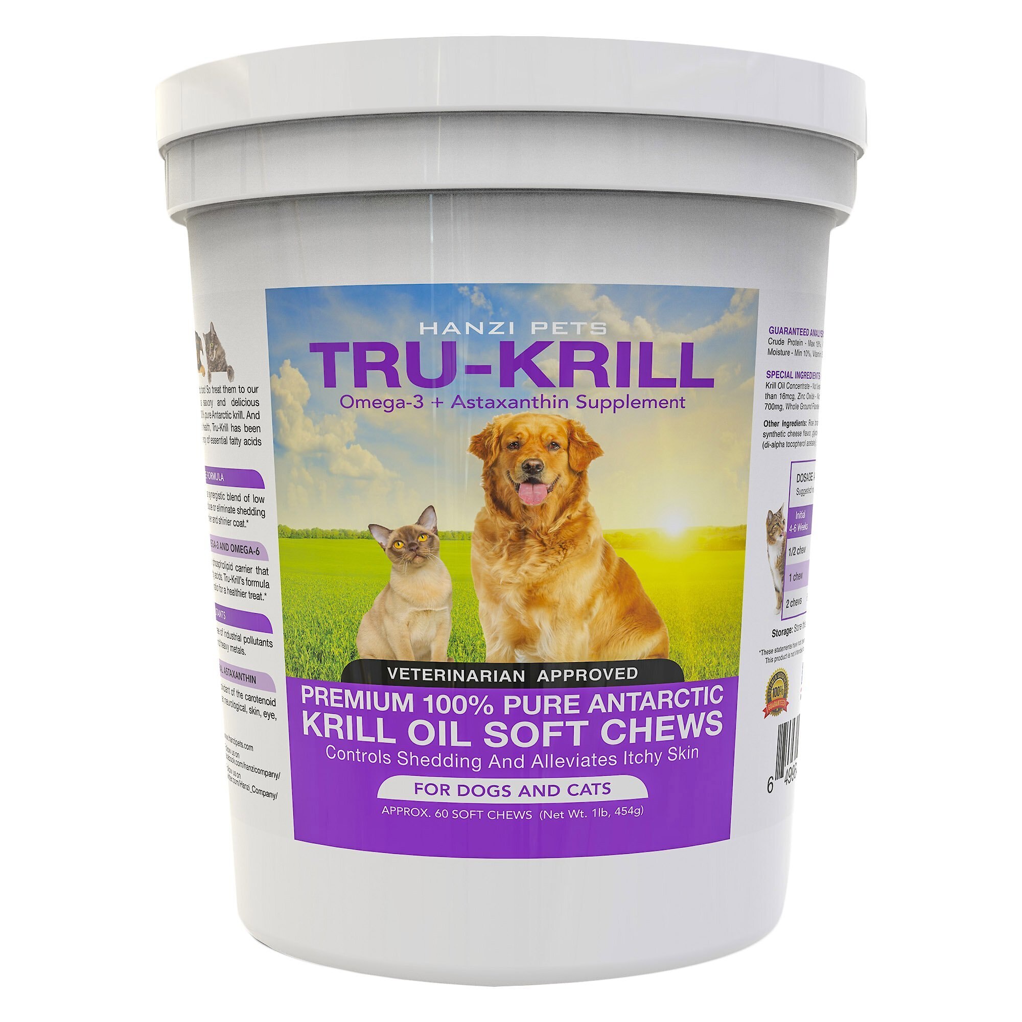 HANZI PETS TruKrill Antarctic Krill Oil Omega3 & Astaxanthin Dog