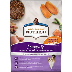 Rachael Ray Nutrish Longevity Natural Chicken with Chickpeas & Salmon Recipe Dry Cat Food, 6-lb bag