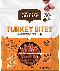 Rachael Ray Nutrish Turkey Bites Hickory Smoke Bacon Recipe Grain-Free Dog Treats, 12-oz bag