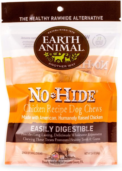 Earth Animal No-Hide Long Lasting Natural Rawhide Alternative Chicken Recipe Small Chew Dog Treats, 2 count slide 1 of 7