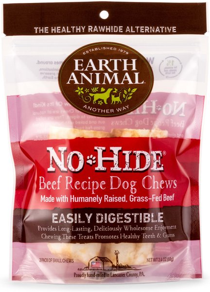 Earth Animal No-Hide Long Lasting Natural Rawhide Alternative Beef Recipe Small Chew Dog Treats, 2 count slide 1 of 7