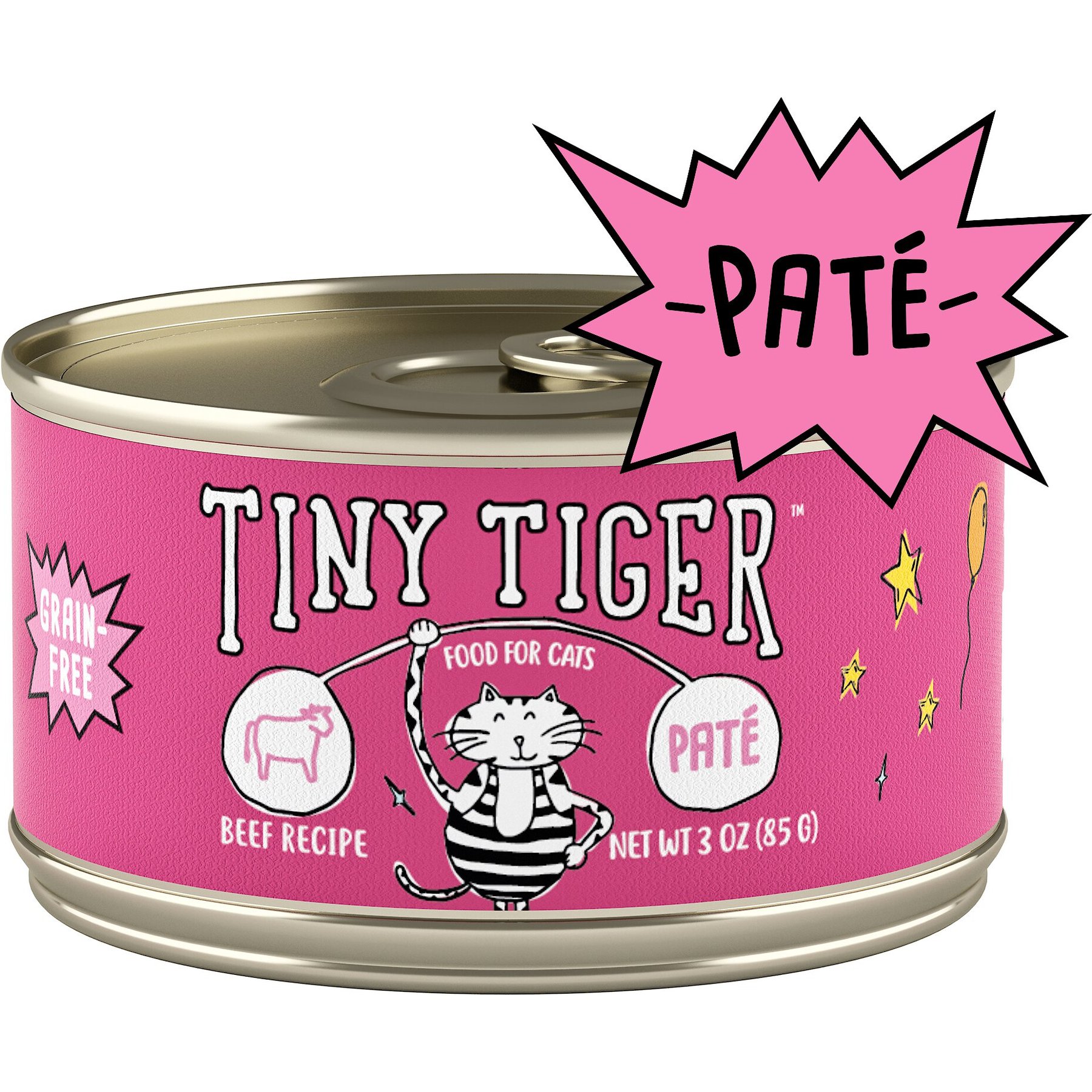 TINY TIGER Pate Beef Recipe Grain Free Canned Cat Food 3 oz