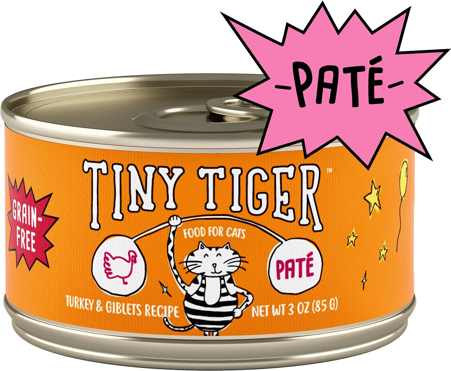 TINY TIGER Pate Turkey and Giblets Recipe GrainFree Canned Cat Food, 3