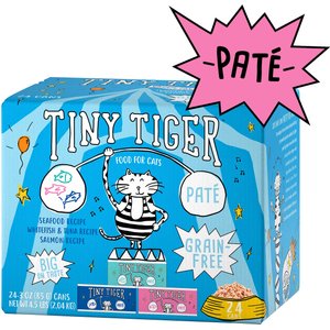 Tiny Tiger Pate Seafood Recipes Variety Pack Grain-Free Canned Cat Food, 3-oz can, case of 24