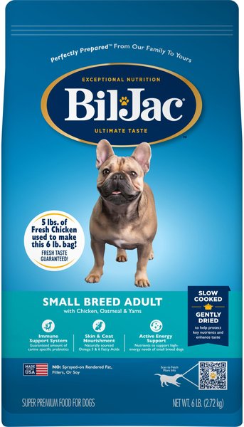 Bil-Jac Small Breed Adult Chicken, Oatmeal & Yams Recipe Dry Dog Food, 6-lb bag slide 1 of 7