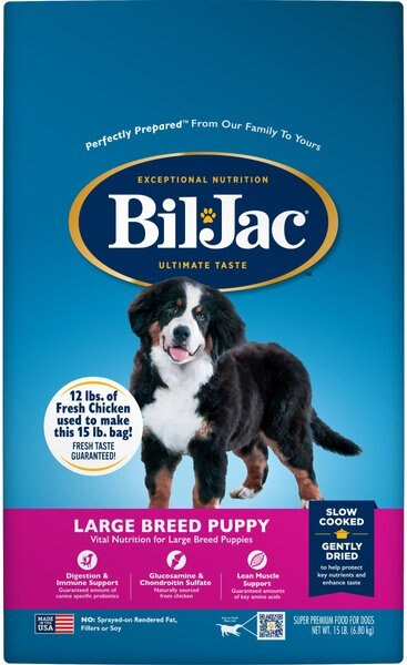Bil-Jac Large Breed Puppy Chicken Recipe Dry Dog Food, 15-lb bag slide 1 of 7