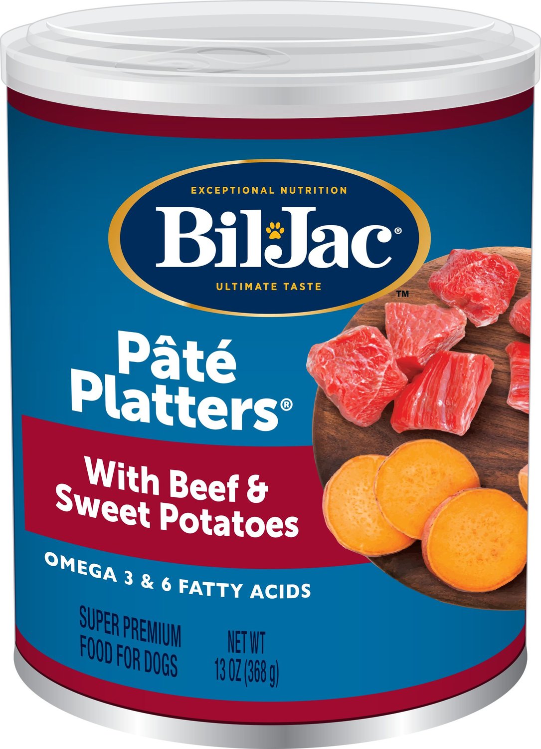 BILJAC Pate Platters with Beef & Sweet Potatoes Canned Dog Food, 13oz