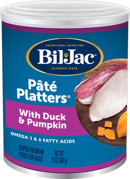 BIL JAC Pate Platters with Duck Pumpkin Canned Dog Food 13 oz