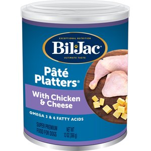 Bil-Jac Pate Platters with Chicken & Cheese Canned Dog Food, 13-oz, case of 12