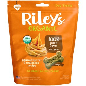 Riley's Peanut Butter & Molasses Recipe Biscuit Dog Treat, 5-oz bag, Large