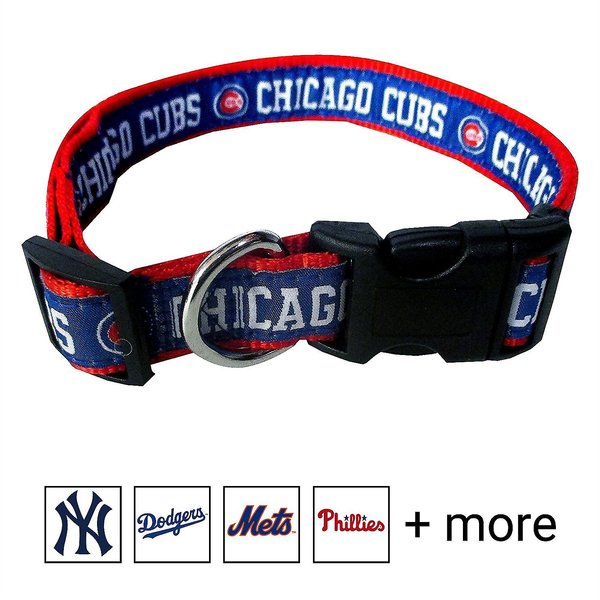 Pets First MLB Nylon Dog Collar, Chicago Cubs, Small: 6 to 12-in neck, 3/8-in wide slide 1 of 5