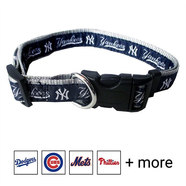 Pets First MLB Nylon Dog Collar, New York Yankees, Large: 14 to 24-in neck, 1-in wide slide 1 of 4