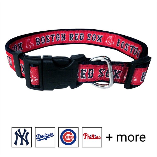 Pets First MLB Nylon Dog Collar, Boston Red Sox, Large: 14 to 24-in neck, 1-in wide slide 1 of 4