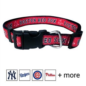 Pets First MLB Nylon Dog Collar, Boston Red Sox, Large: 14 to 24-in neck, 1-in wide