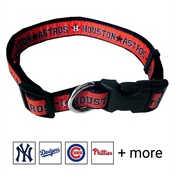 Pets First MLB Nylon Dog Collar, Houston Astros, Small: 6 to 12-in neck, 3/8-in wide slide 1 of 4