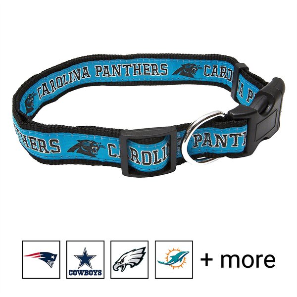 Pets First NFL Nylon Dog Collar, Carolina Panthers, Large: 18 to 28-in neck, 1-in wide slide 1 of 6