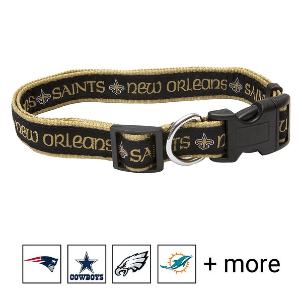 Pets First NFL Nylon Dog Collar, New Orleans Saints, Small: 8 to 12-in neck, 3/8-in wide slide 1 of 6