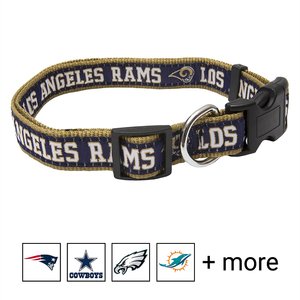 Pets First NFL Nylon Dog Collar, Los Angeles Rams, Large: 18 to 28-in neck, 1-in wide