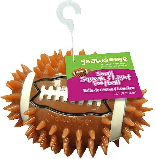 Gnawsome Squeak & Light LED Football Dog Toy, Color Varies, Small slide 1 of 9