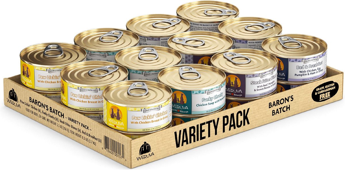 Weruva Baron's Batch Variety Pack Grain-Free Canned Dog Food