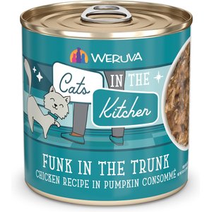 Weruva Cats in the Kitchen Funk In The Trunk Chicken in Pumpkin Consomme Grain-Free Canned Cat Food, 10-oz, case of 12