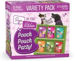 Weruva Dogs in the Kitchen Pooch Pouch Party! Variety Pack Grain-Free Dog Food Pouches, 2.8-oz Pouches, 12 count