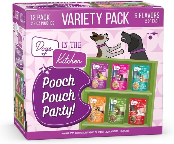 Weruva Dogs in the Kitchen Pooch Pouch Party! Variety Pack Grain-Free Dog Food Pouches, 2.8-oz, pack of 12 slide 1 of 5