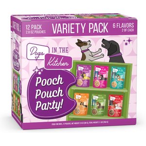 Weruva Dogs in the Kitchen Pooch Pouch Party! Variety Pack Grain-Free Dog Food Pouches, 2.8-oz Pouches, 12 count