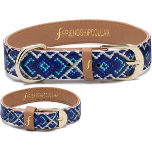 FriendshipCollar Mucky Pup Leather Dog Collar with Friendship Bracelet, X-Small: 11 to 14-in neck, 3/4-in wide