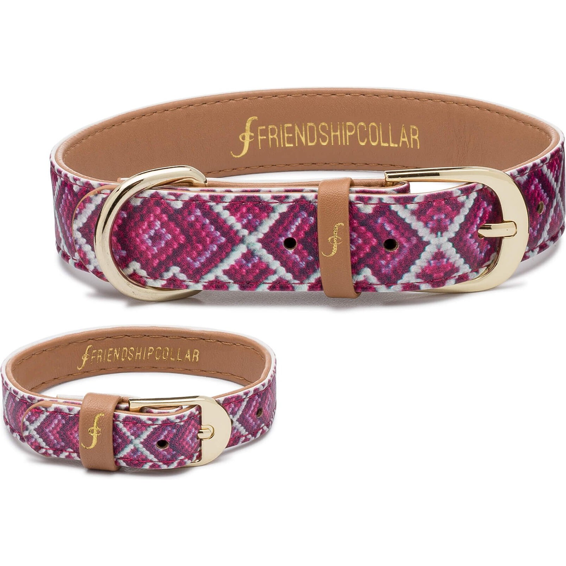 FRIENDSHIPCOLLAR Puppy Love Leather Dog Collar with Friendship Bracelet,  Large: 17 to 20-in neck, 1-in wide 