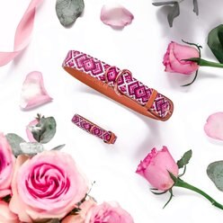 FriendshipCollar Pedigree Princess Leather Dog Collar with Friendship Bracelet, Medium: 15 to 18-in neck, 1-in wide slide 2 of 9